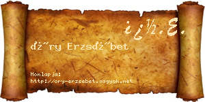 Őry Erzsébet névjegykártya
